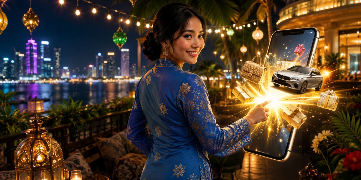 Pemain kasino mudah alih berbaju kurung di Johor Bahru menikmati poker dalam talian