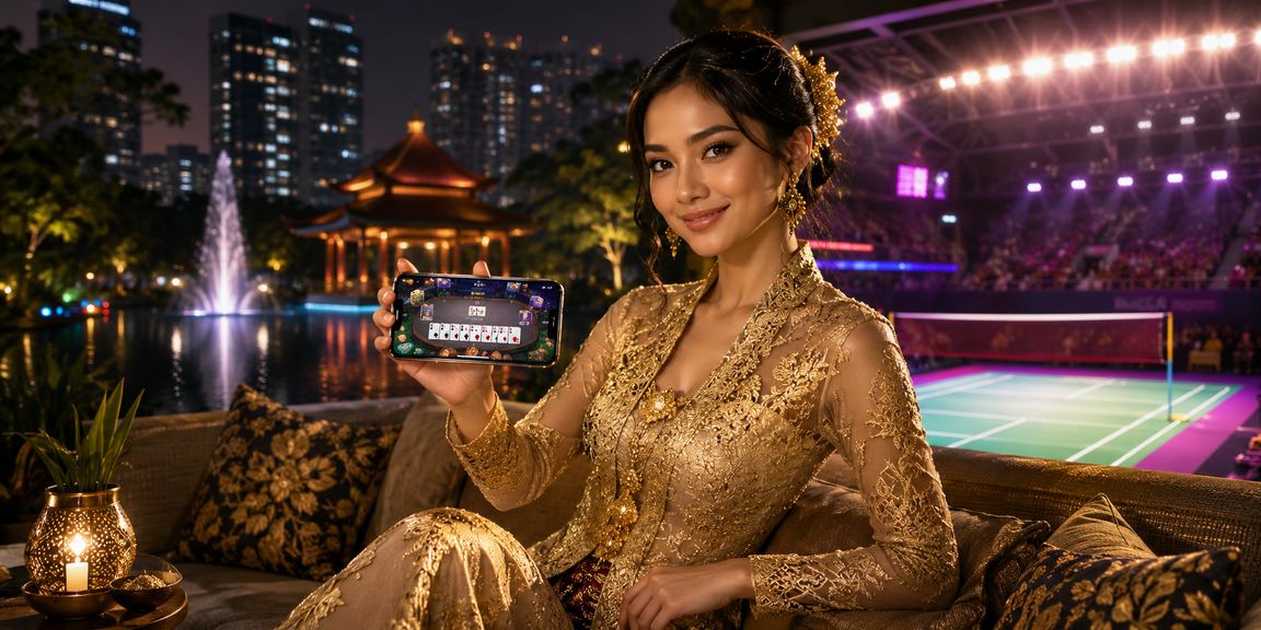 Permainan rummy bergaya kebaya Malaysia dalam suasana kasino dalam talian yang meriah